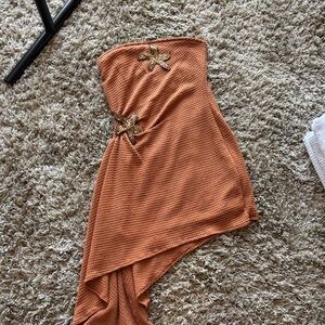 Orange Strapless Dress with Starfish Accents